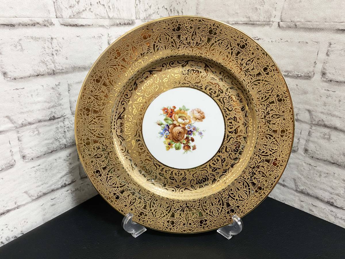 ♪♪送料無料 ハインリッヒ & カンパニー H&C HEINRICH & CO 6304  金彩 ローズ ディナー プレート ドイツ 27.6cm ♪♪拍卖