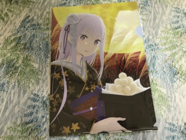 143クリアファイル Re:ゼロから始める異世界生活  SEGA セガ 特典 エミリア お月見 着物拍卖