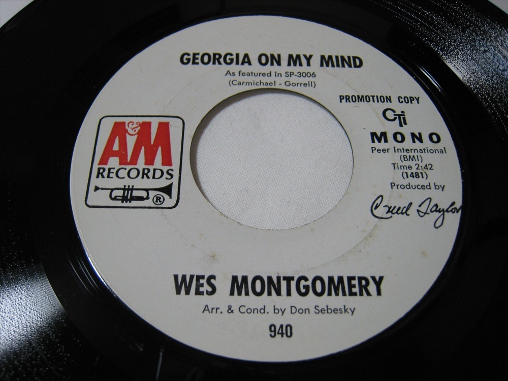 【7”】 WES MONTGOMERY / ●白プロモ MONO/STEREO● GEORGIA ON MY MIND US盤 ウェス・モンゴメリー わが心のジョージア拍卖