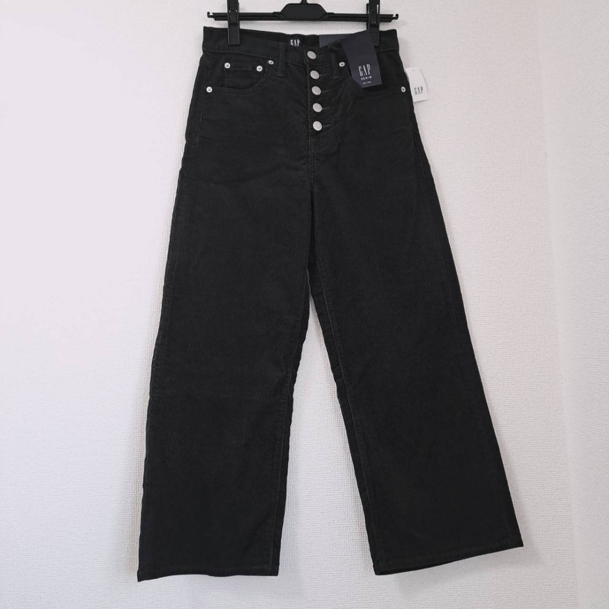 未使用タグ付き GAP ギャップ デニム ハイライズ ワイドレッグアンクルパンツ コーデュロイ ダークグリーン 26 regular レディース Y051拍卖