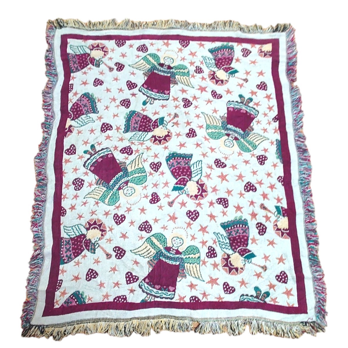 vintageラグ カーペット マルチカバー 天使、ハート、星、総柄、378拍卖