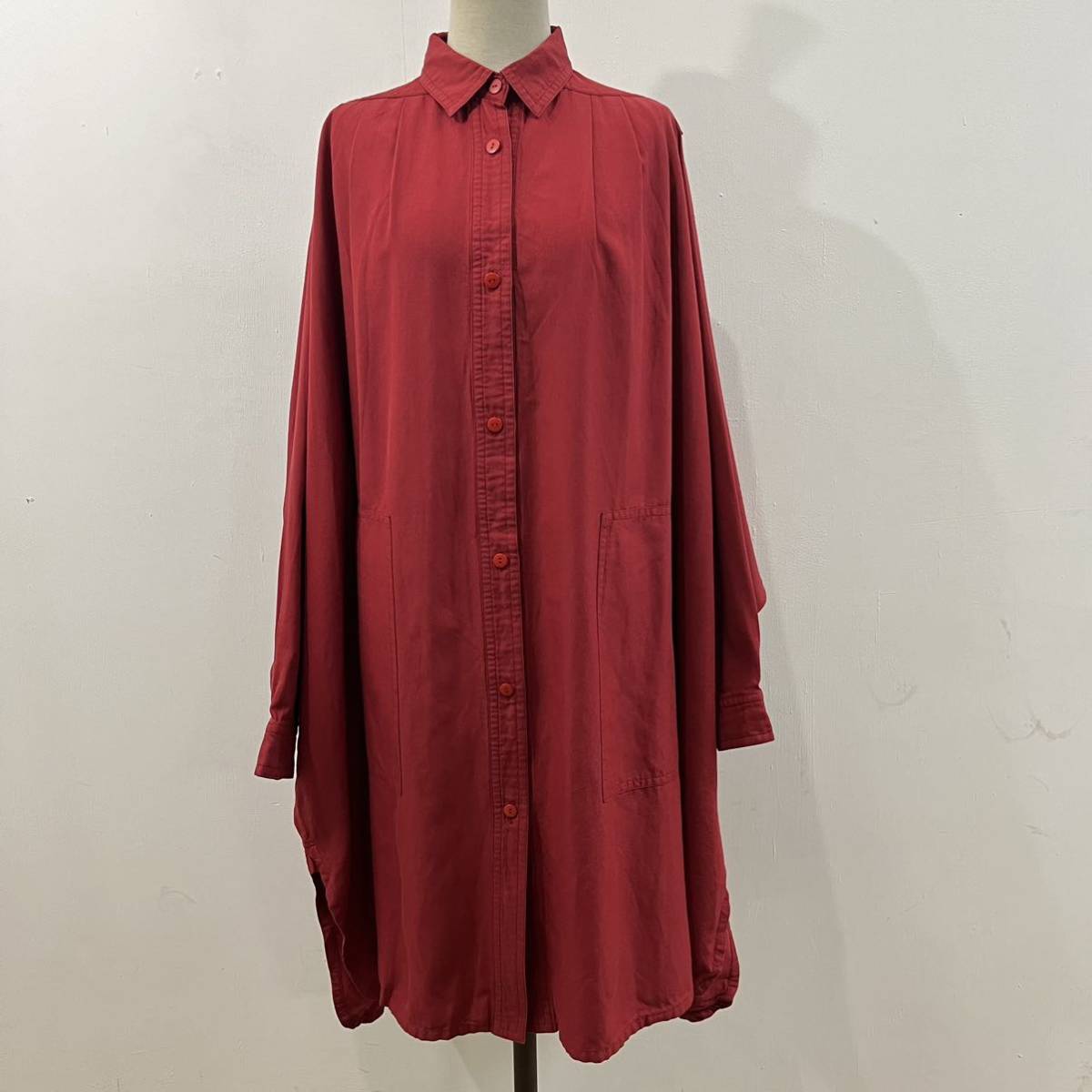 70s VINTAGE ISSEY MIYAKE 初期タグ オーバーサイズ シャツワンピース 綿 絹 アーカイブ イッセイミヤケ【レターパックプラス郵送可】B拍卖