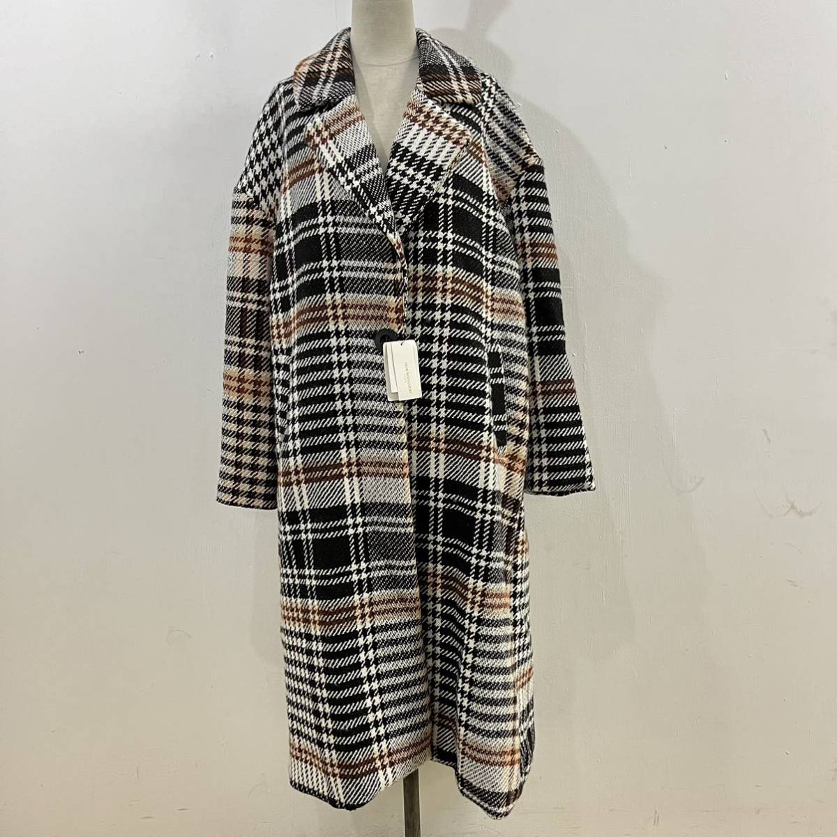 新品未使用タグ付き DESIGNER'S COURT イタリア製 ロングコート チェック柄 チェスタコート 神戸デザイナーズコート【送料一律/同梱可能】I拍卖