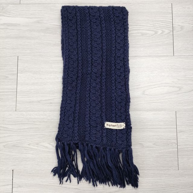 HUG O WaR 174×17 フリンジ アクリルウール素材 マフラー ストール ネイビー ハグオーワー 3-1229T 229845拍卖