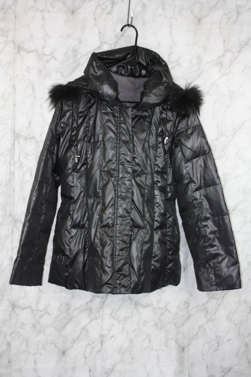 LALIBERTE ラリベルテ ダウンコート ブラック Mサイズ フード・ファー個別取り外し可能拍卖
