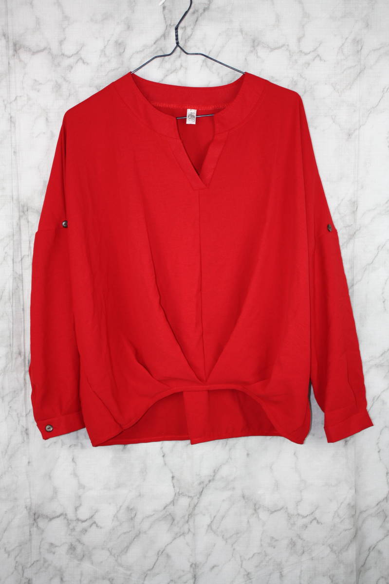 蝶侶 Dielv 長袖ブラウス レッド Lサイズ拍卖