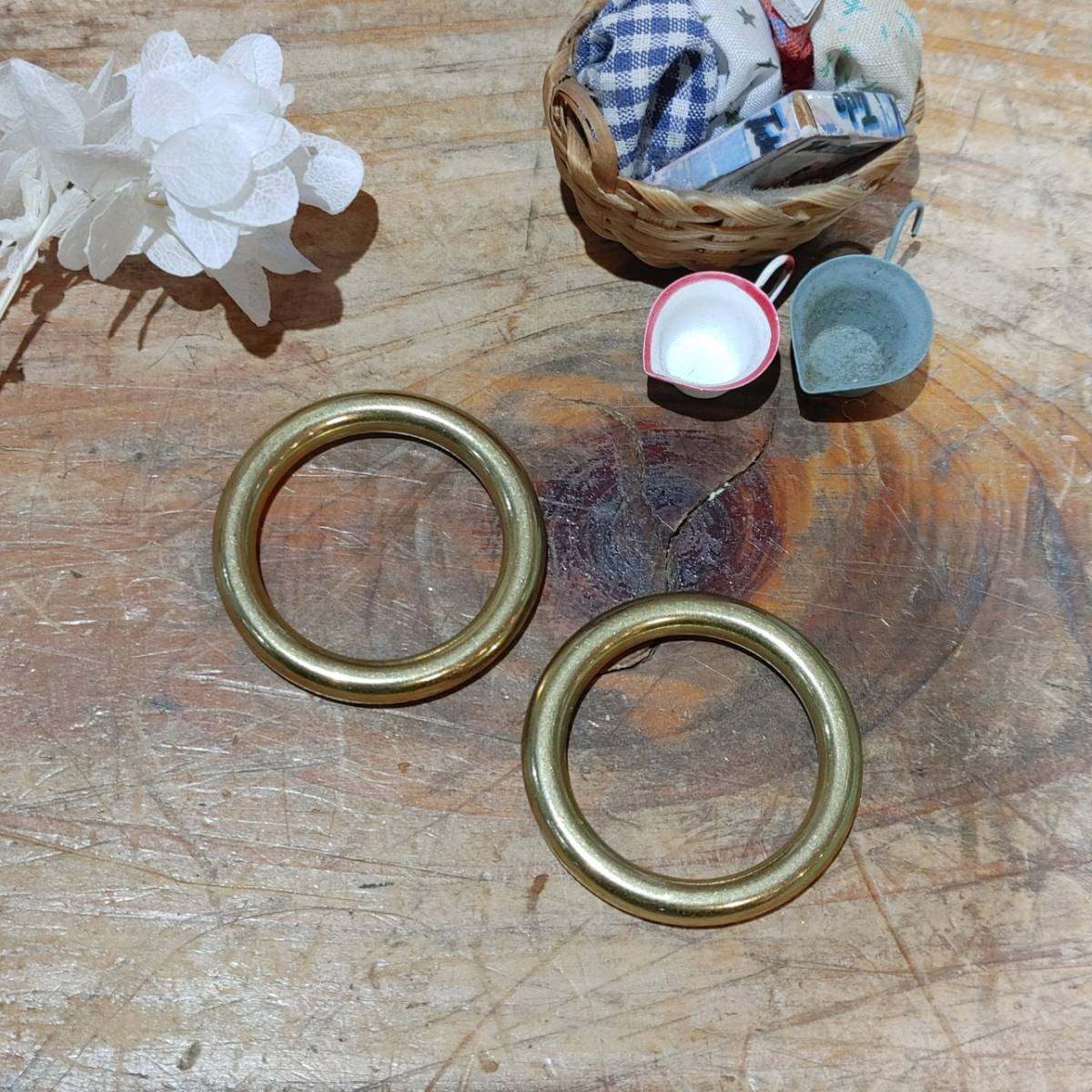 レザークラフト 真鍮金具 Brass 丸カン 内径26mm 2個セット拍卖