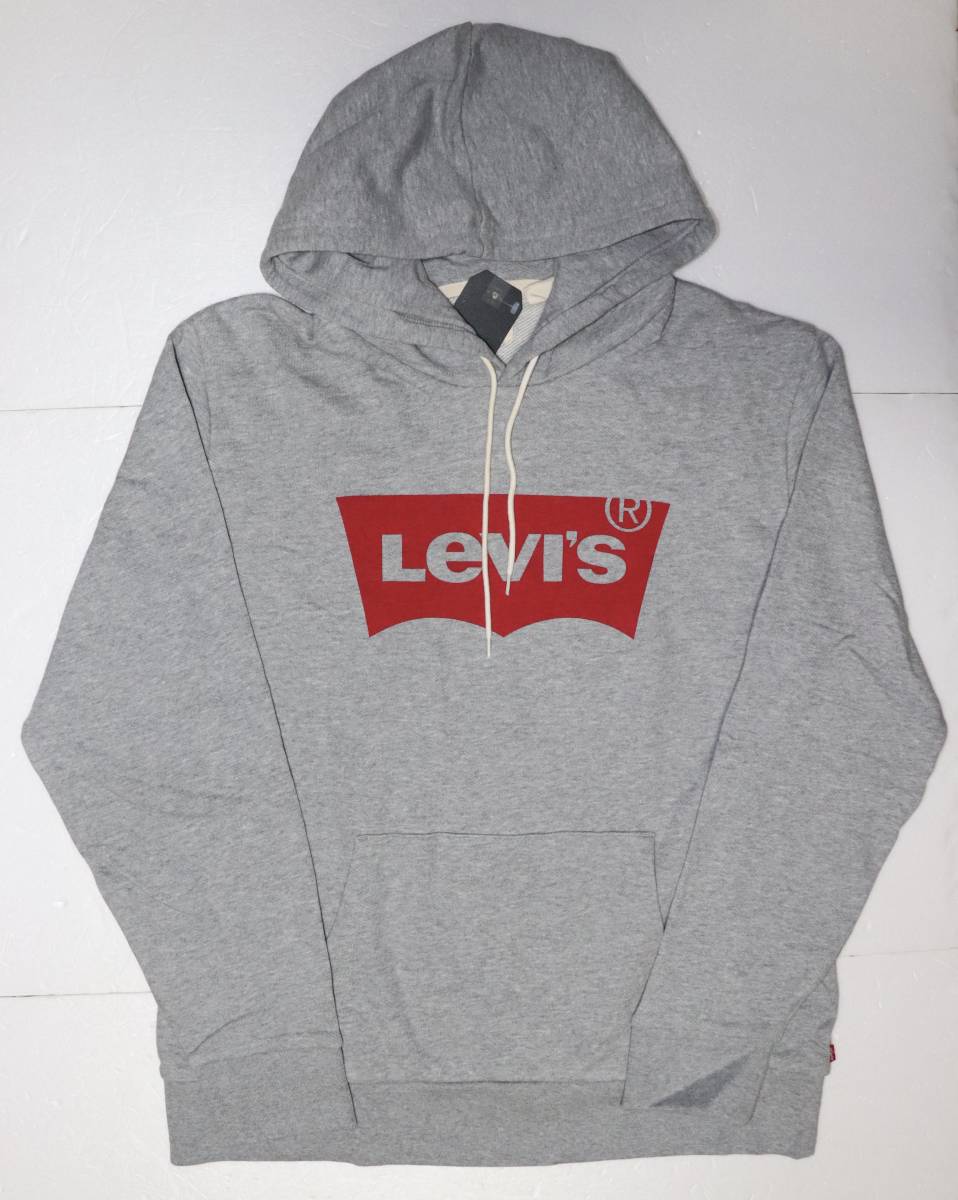 定価6000 新品 Levi's リーバイス 19622-0003 L バットウィングロゴ グラフィックプルオーバーフーディー スウェット グレー パーカー 02拍卖