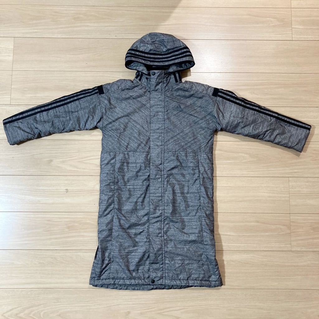 adidas アディダス ベンチコート ジャンパー ジップアップ サイズ140 グレー 黒 子供服 キッズ 美品拍卖