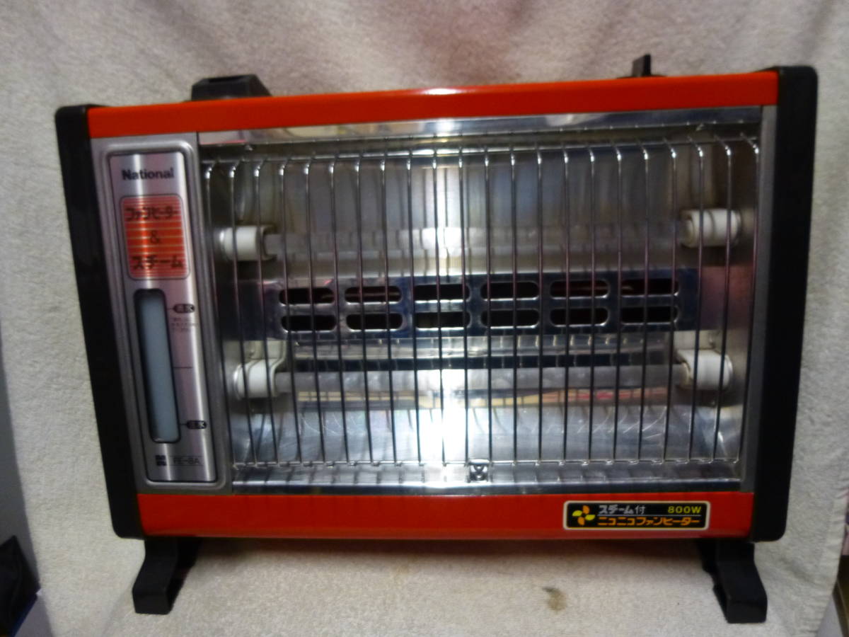 ◆中古 当時物 昭和レトロ ポップ National ナショナル スチーム付 ニコニコ ファン ヒーター 電気 ストーブ FE-8A 赤 レッド 動作確認済拍卖