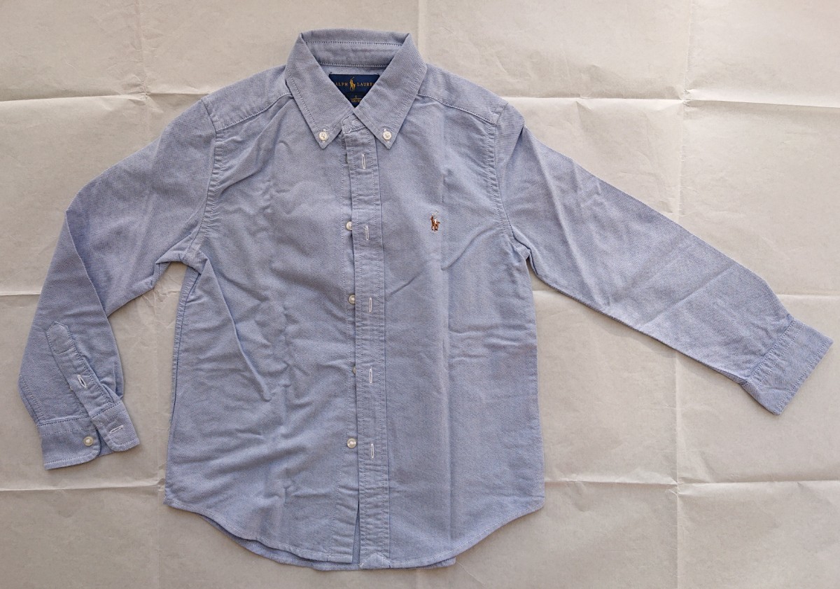 ★美品 POLO RALPH LAUREN ラルフローレン コットン オックスフォード シャツ 長袖シャツ ブルー 拍卖