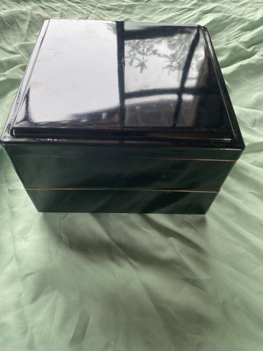 【送料無料】漆器 木製漆器 二段重箱 弁当箱 お重 未使用品 小型拍卖
