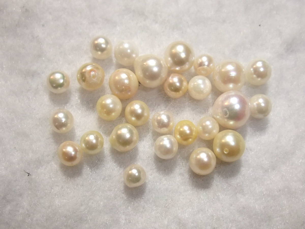サイズ色々!アコヤ真珠小粒ルース片穴メインセット!! 2 スリークォーター多めに!少し両穴や大きめ外しルースも! B品ジャンクも! 124-17拍卖