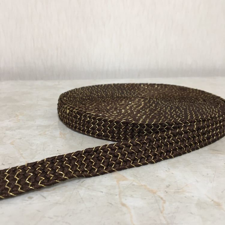 ■新品 在庫処分品 17mm レーヨンテープ 10m巻 茶/ゴールド 編み物 手芸 バッグ ハンドメイド 材料 素材 ■拍卖