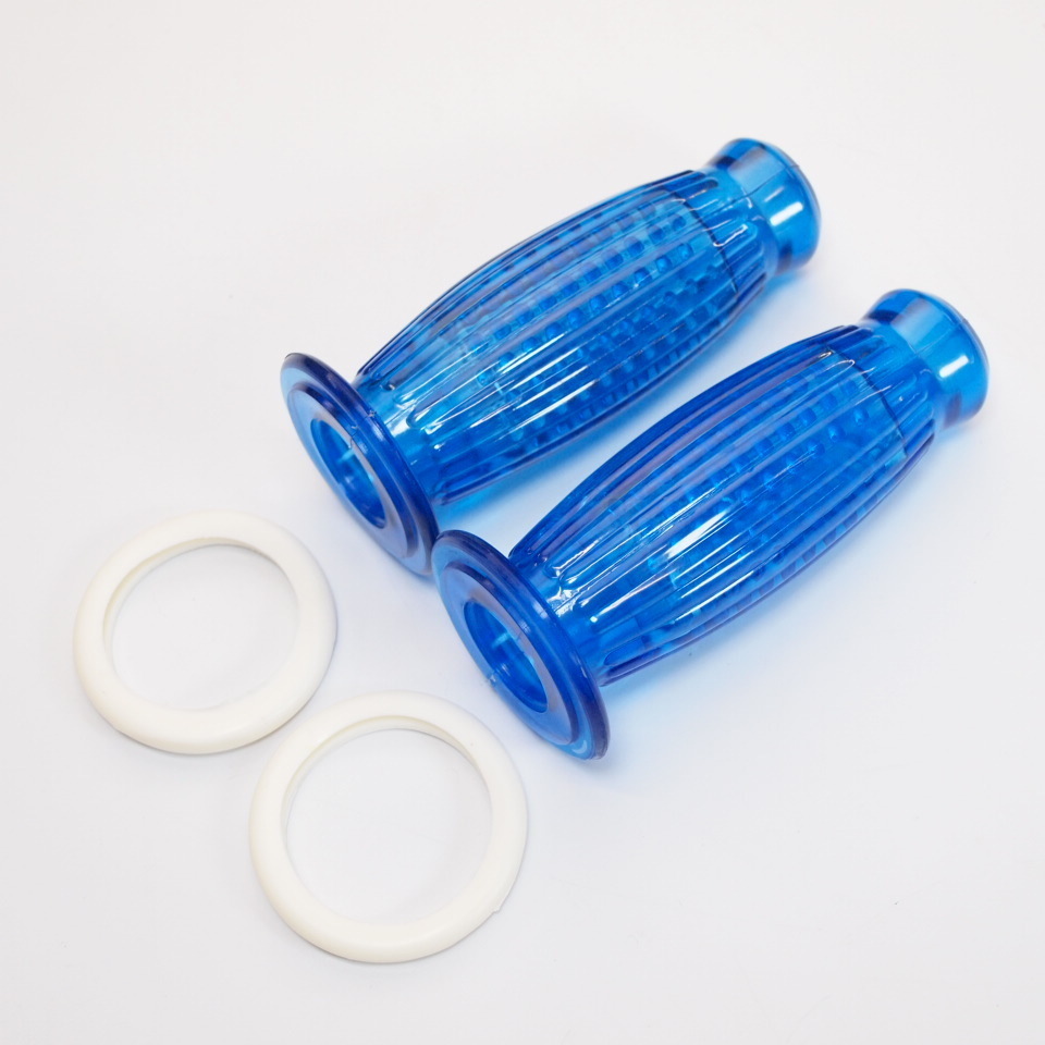 Pair of grips -BUBBLE Superflex- 24mm - blue SuperFrexタイプ グリップ 透明青 VESPA ベスパ 50s 100s ET3 Sprint Super GTR Rally 90ss拍卖