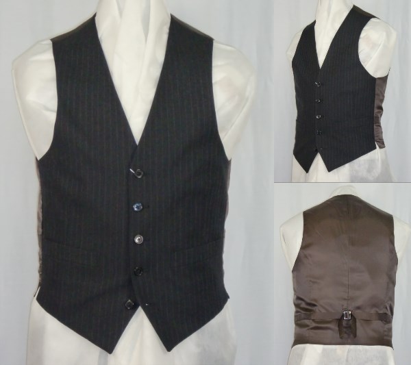 ▲▽ AB4 シングル 5B ベスト 新品 秋冬 濃鼠縞 △▼拍卖