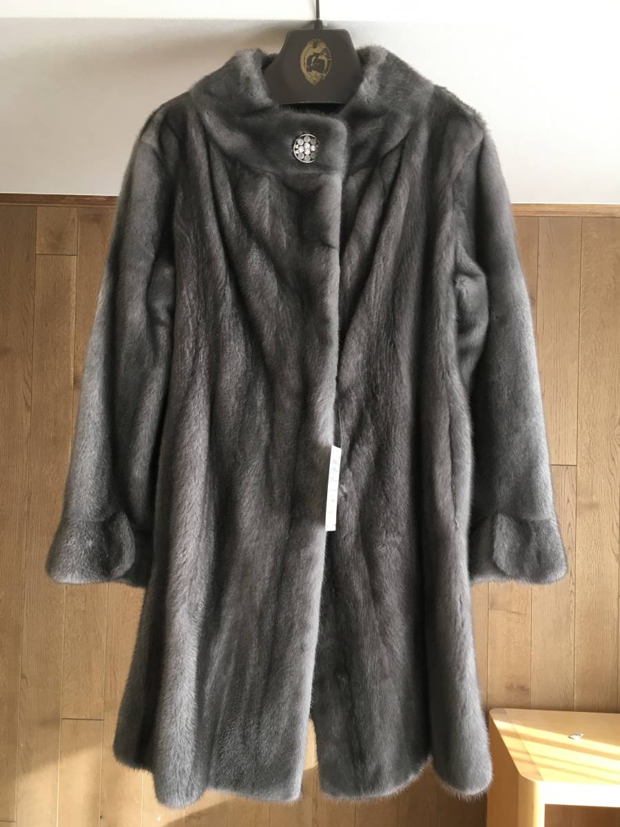 即決 新品 EMBA エンバ ミンクファー ブルーアイリス ミンク ロング コートF TM拍卖