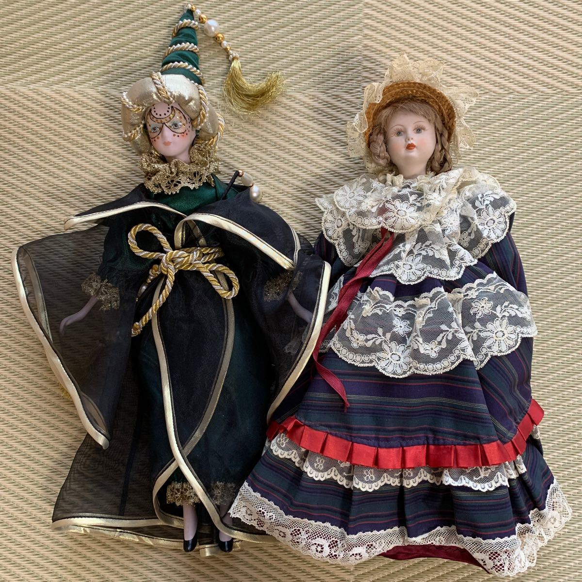 即決!ビスクドール 仮面舞踏会 人形 アンティーク 2体 ★高さ約40cm弱 詳細不明拍卖