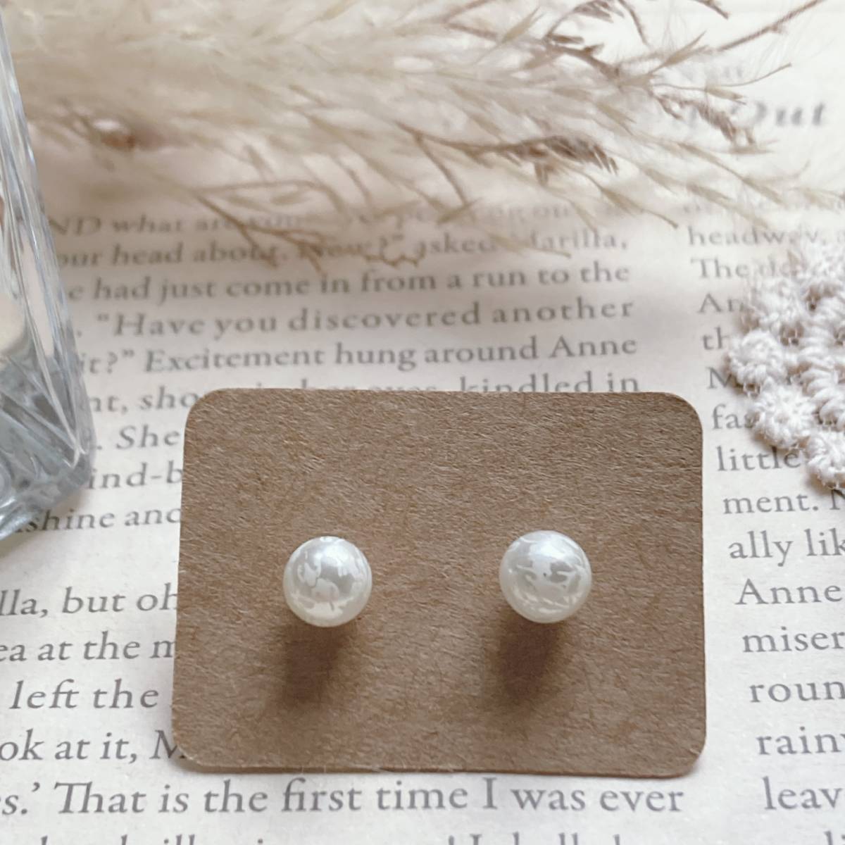 ヴィンテージピアス 一粒 ホワイト 5mm☆Vintage jewelry accessories A0949拍卖