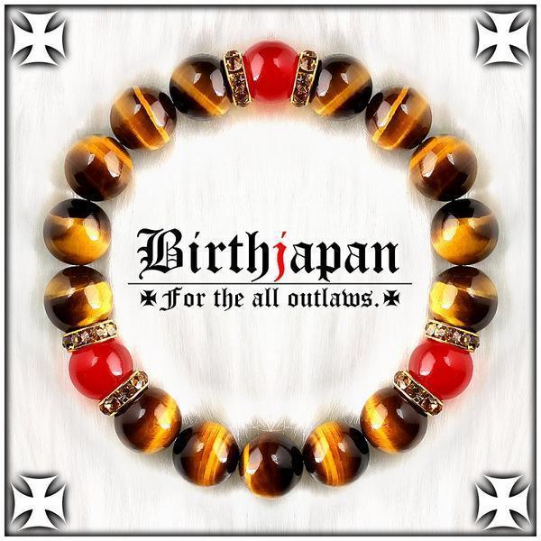 12mmロンデル&虎目石タイガーアイ/カーネリアン数珠ブレスレット拍卖