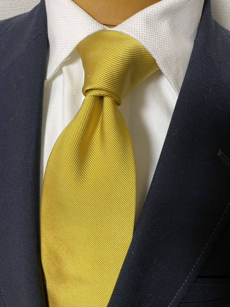 【美品】フェアファクス イエローソリッドタイ 高級シルク日本製 FAIRFAX 大剣約9cm拍卖