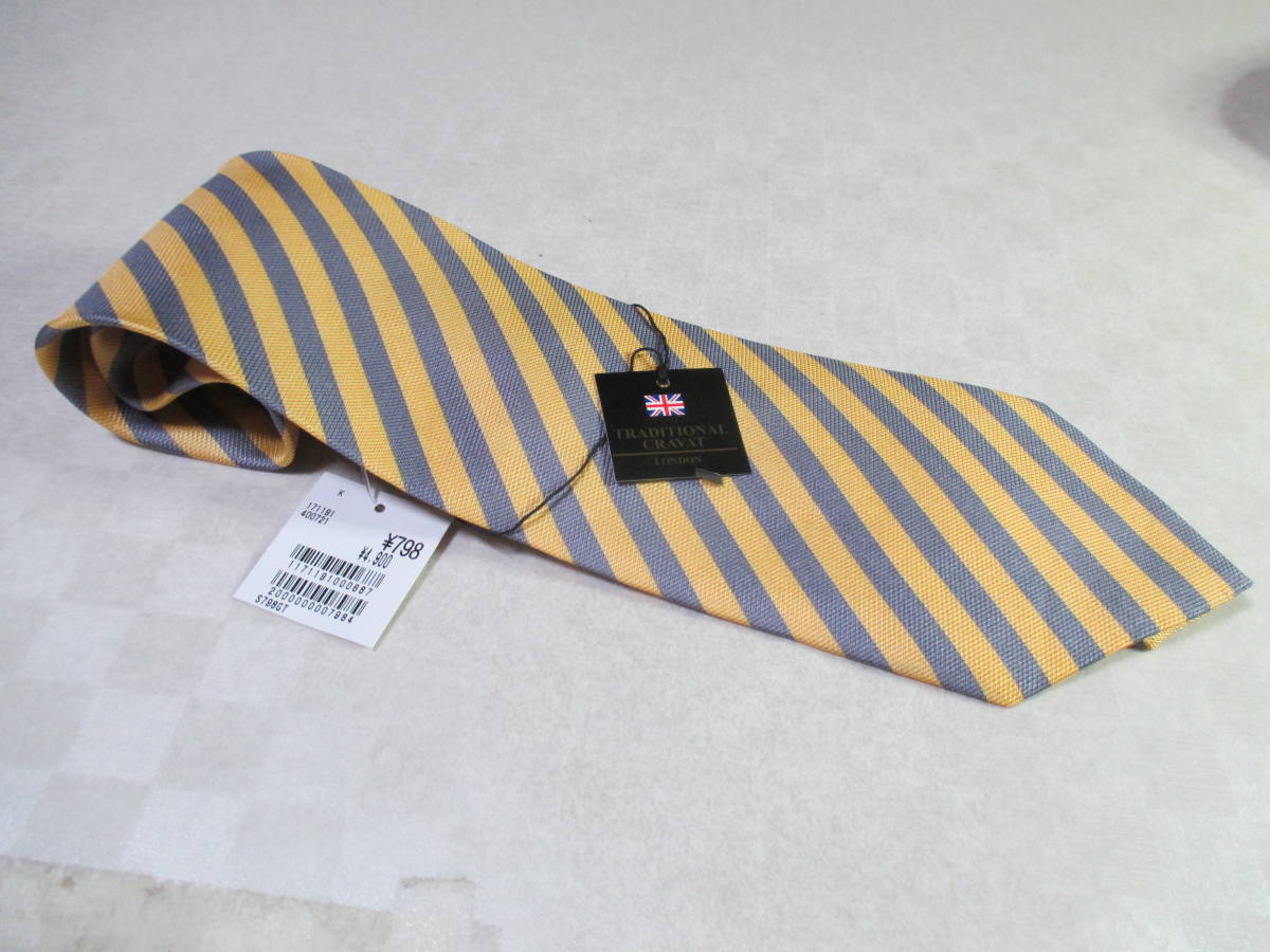 ◇トラディッショナル クラバット TRADITIONAL CRAVAT◇ネクタイ◇新品未使用◇定価4,900円◇ストライプ柄◇黄/灰色系◇第31弾ブ◇31-10◇拍卖