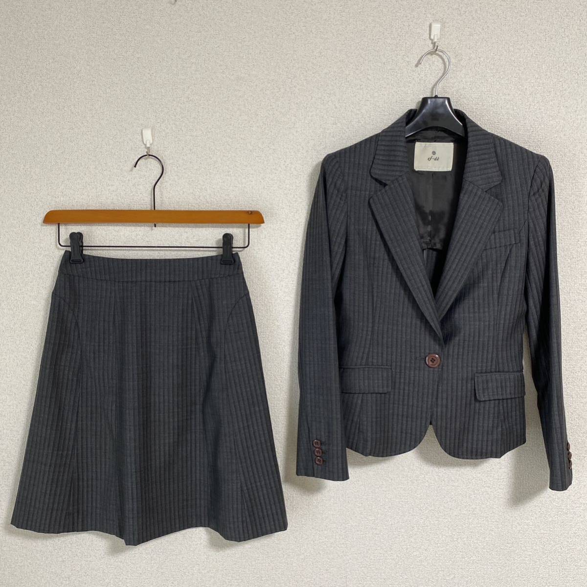 エフデ スカートスーツ 7 W60 グレー 春秋 未使用に近い DMW拍卖