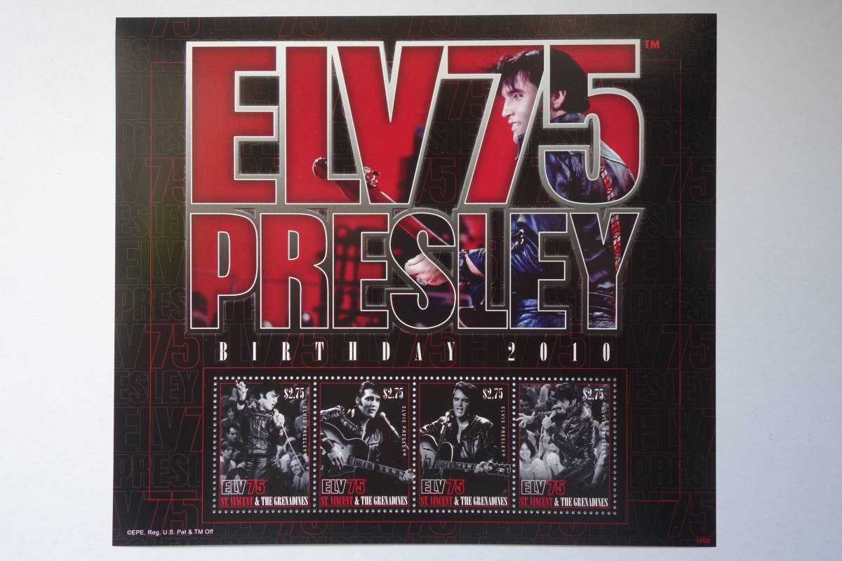 外国切手:セントヴィンセント・グレナディーン諸島切手「エルヴィス・プレスリー生誕75年」 4面m/s ② 未使用拍卖