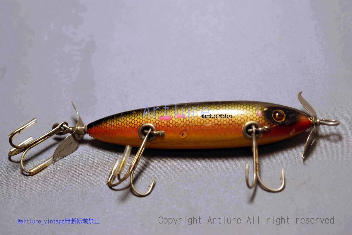 VINTAGE WOODEN LURE HEDDON HEDDON SOS MINNOW #170 1928~ GLASS EYE(ZA105-70)USA MADE #OLDLURE #ARTLURE_VINTAGE#ヴィンテージルアー拍卖