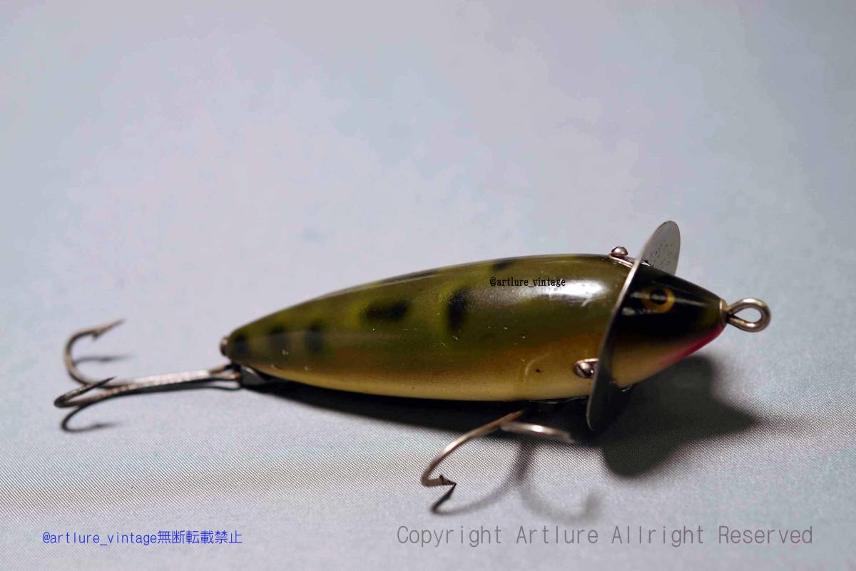 VINTAGE WOODEN LURE HEDDON DOWAGIAC 210 SURFACE 1949~ BULL FROG(6785-58)USA MADE #OLDLURE #ARTLURE_VINTAGE #ヴィンテージルアー拍卖