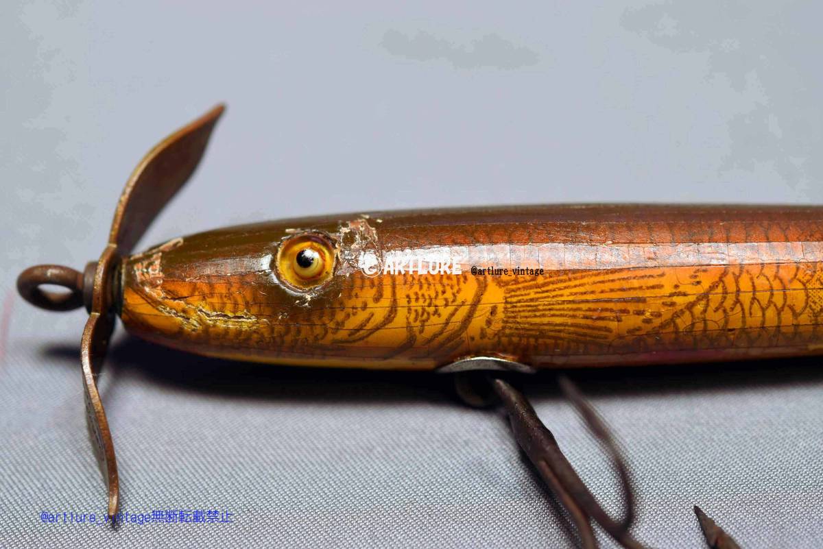 オールド珍品希少ルアーSHAKESPEAR SLIM JIM 52 c1930 VINTAGE LURE (A127-124)USA #OLDLURE #ARTLURE_VINTAGE 拍卖