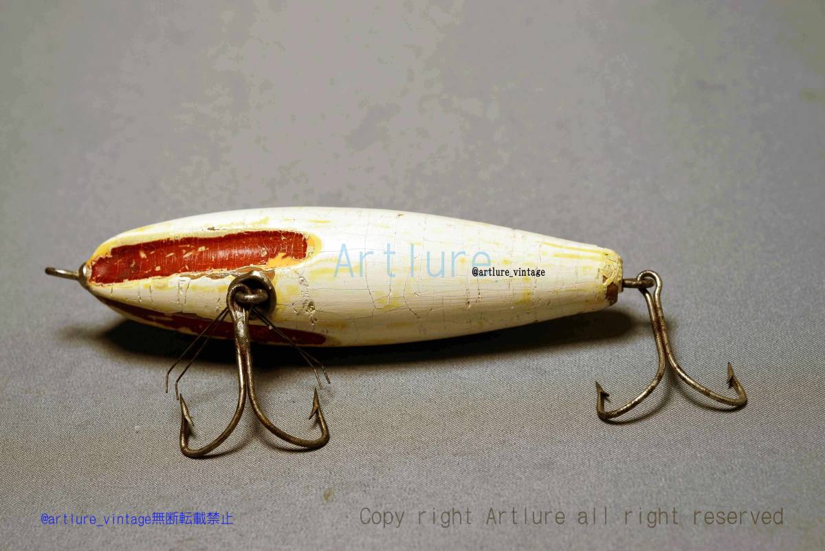 オールド珍品希少面白ルアー WILLSON BAIT CO. WOBBLER WOODEN LURE c1914 VINTAGE LURE (4347-178)USA #OLDLURE #ARTLURE_VINTAGE 拍卖