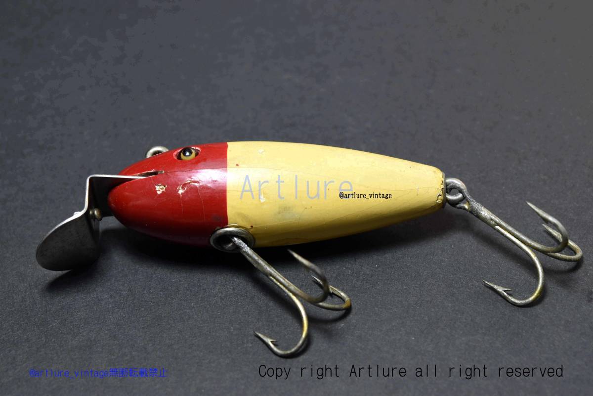 VINTAGE LURE CCBO GARRETT IND. BABY CHUB WIGGLER 200 c1926 wooden lure glass eyes(4652-113)USA MADE #OLDLURE #ARTLURE_VINTAGE 拍卖