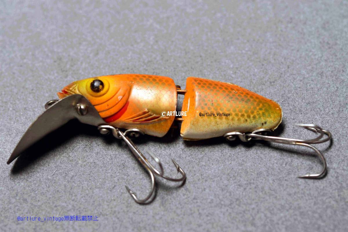 オールド珍品希少面白ルアー STRIKEE MINNOW NATURAL LURE BAIT CO, PASSADINA CA, C1950 VINTAGE LURE (ZA47-9)USA #OLDLURE ARTLURE_ 拍卖