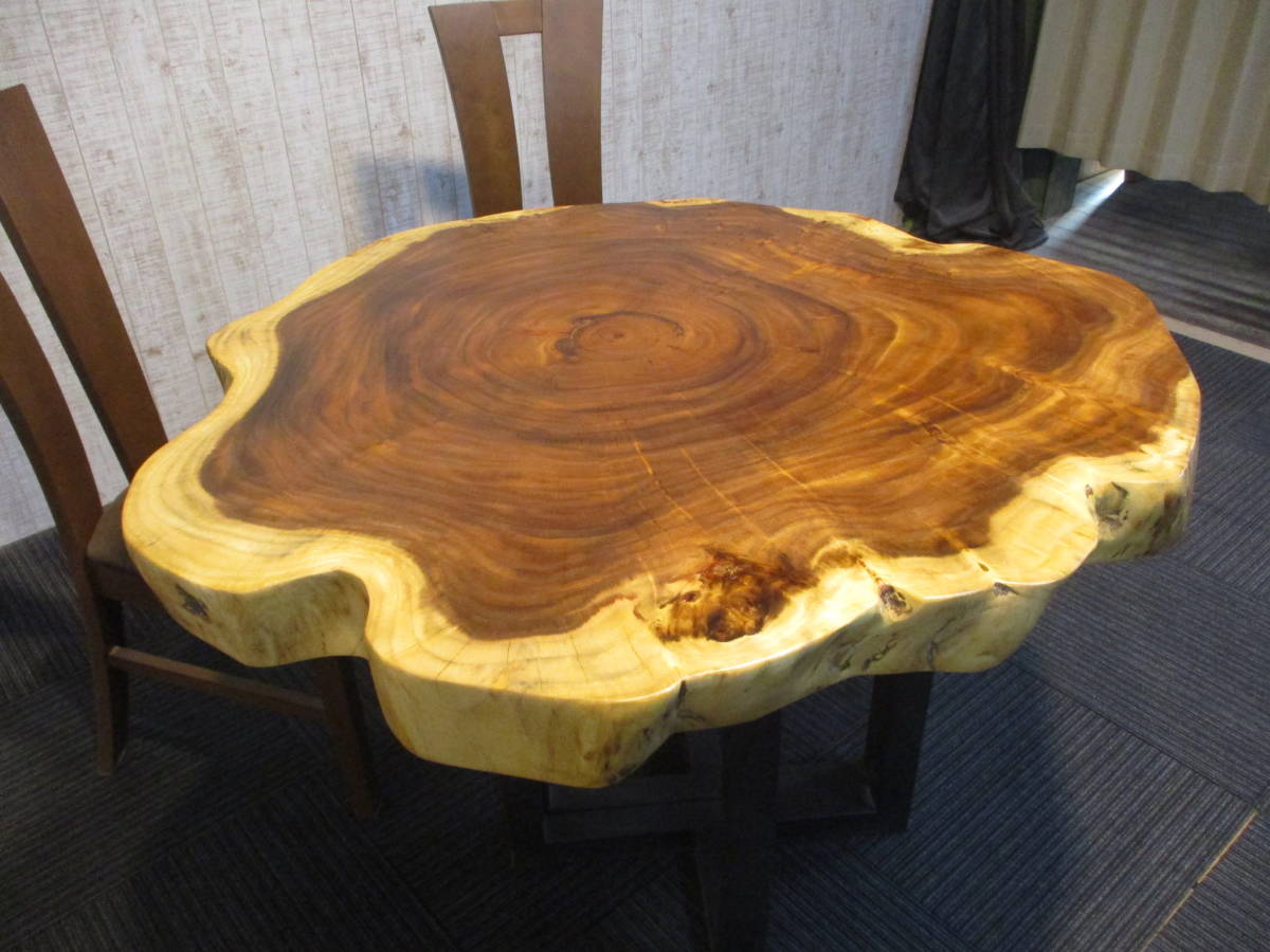 #1120■ モンキーポッド 輪切り 丸テーブル 一枚板 無垢 テーブル 板 ローテーブル ダイニングテーブル 座卓 カフェテーブル拍卖