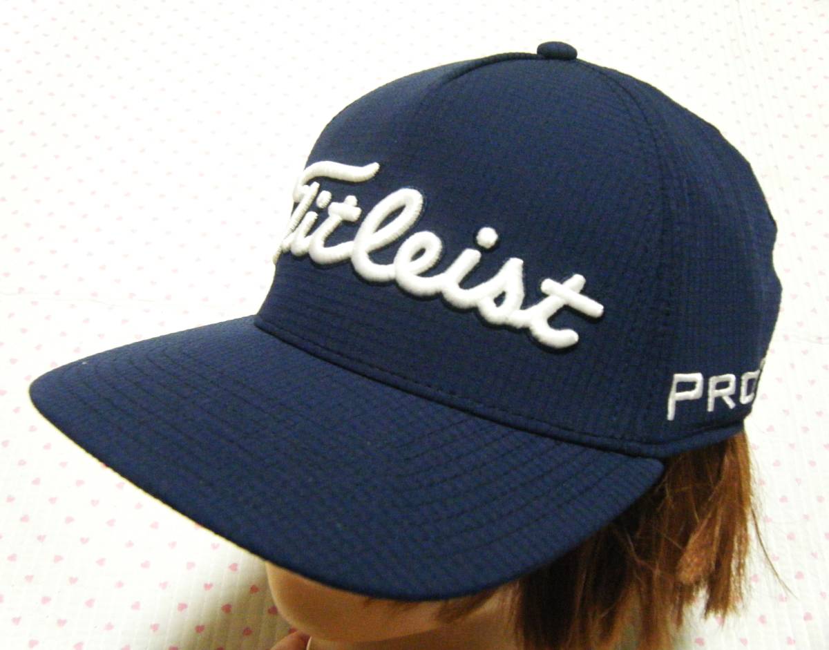 タイトリスト Titleist FJ/PRO V1 ゴルフ用高機能セミカーブブリムキャップ・メッシュ帽子 紺色 適応頭囲 57~59㌢ 吸水速乾/抗菌機能拍卖