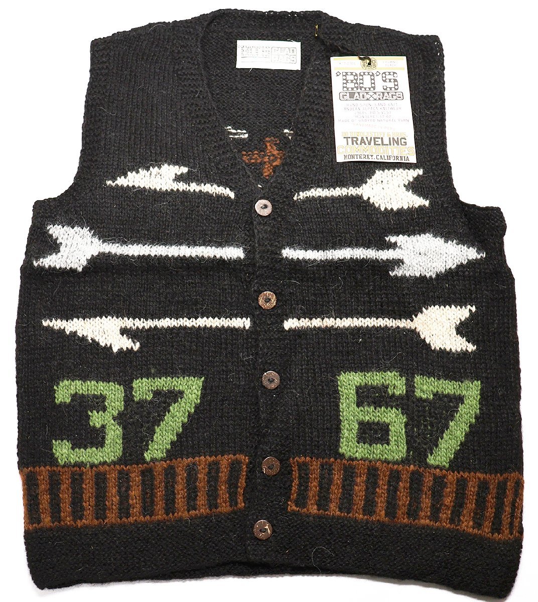 Bo's Glad Rags (ボーズグラッドラグス) 1960s 'Bo's Vest “Monterey 37-67” ニットベスト K17-03BB 未使用品 M / バーンストーマーズ拍卖