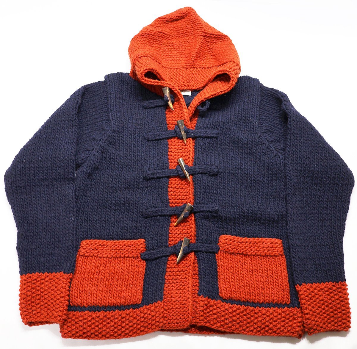 Bo's Glad Rags (ボーズグラッドラグス) トグルフロント ツートンウール ニットフーディ K18-02 未使用品 ネイビー S /バーンストーマーズ拍卖