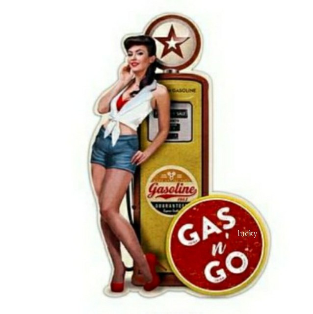 ヴィンテージ レトロ 転写 ステッカー 車 カッティングステッカー シール デカール ガスポンプ ガソリン ピンナップガール 装飾 luk229拍卖