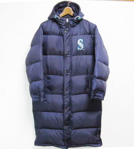 MLB シアトルマリナーズ 超暖 ダウン ベンチコート M~L 紺 エスエスケイ拍卖