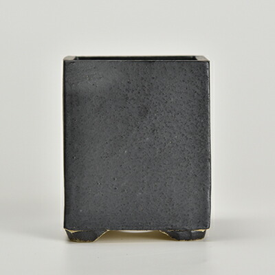 盆栽鉢 黒 3.5号 正角ケンガイ 幅約9cm×高さ約11cm 陶器拍卖