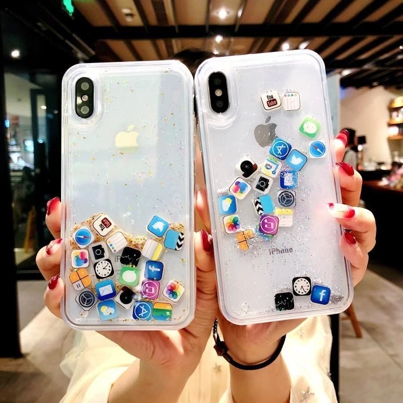 X XS iPhone ケース カバー アプリアイコン シルバー Mi029拍卖