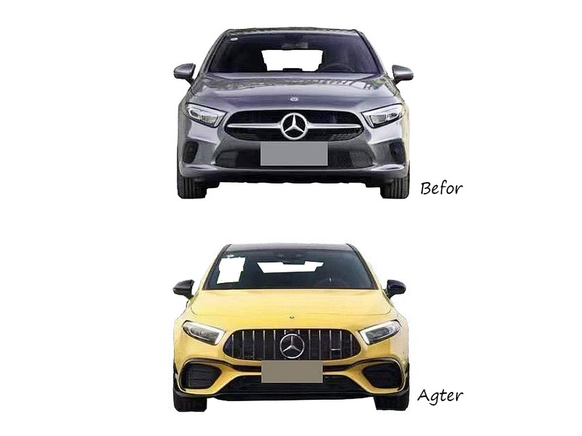 明日着 W177 フロント グリル サイド リア マフラーカッター A45type ハッチバック ノーマル対応 ベンツ Aクラス エアロ 外装 カスタム拍卖
