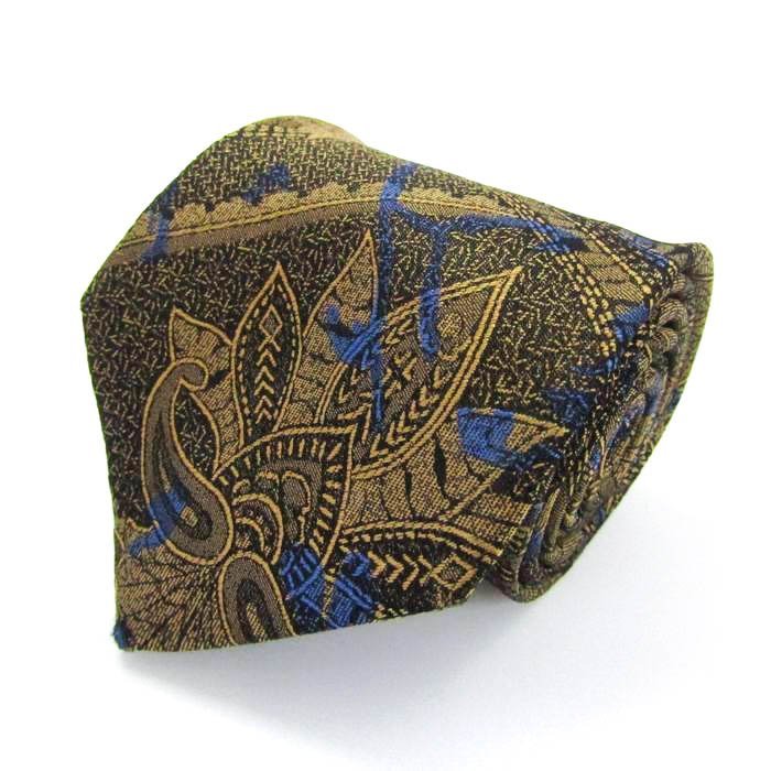 ピエールバルマン ブランド ネクタイ シルク ペイズリー柄 総柄 メンズ カーキ PIERRE BALMAIN拍卖