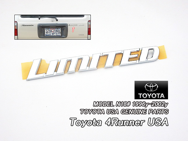 サーフN18#/TOYOTA/トヨタ4RUNNER純正USエンブレム-リアLIMITED文字/USDM北米仕様N180N185ハイラックス海外4ランナーLTDリミテッド米国USA拍卖
