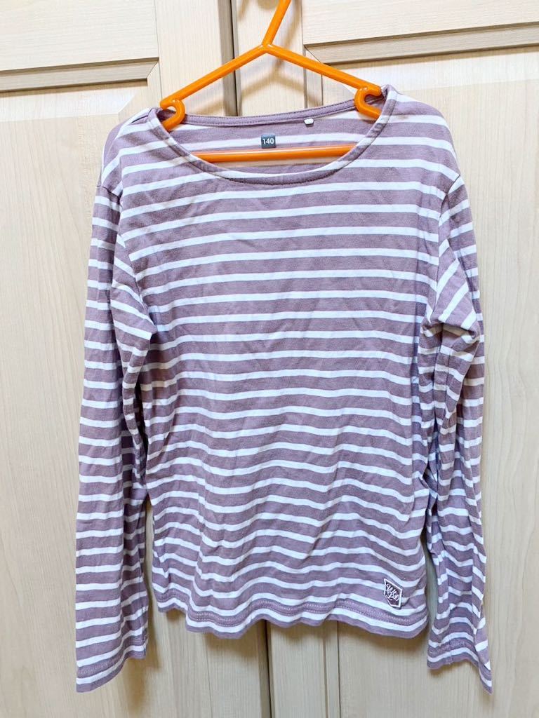 中古◎紫ストライプ◎長袖Tシャツ◎140拍卖
