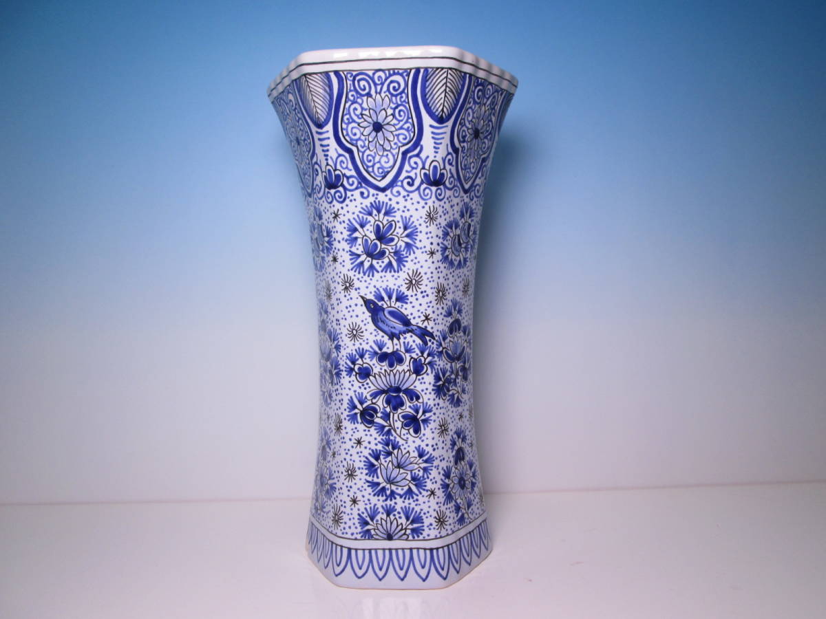 ☆西洋アンティーク・ FRANCE製 Geo MARTEL ジオマルテル 手描き 花鳥図花瓶拍卖