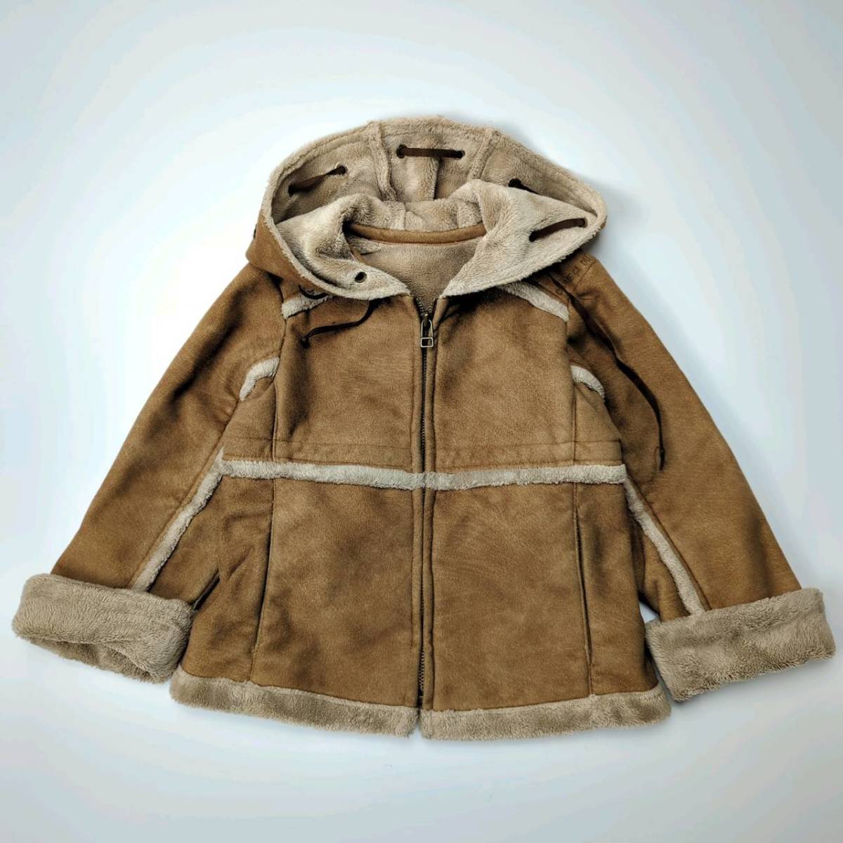 100 COMME CA DU MODE キッズ アウター コート フード付き キャメル 長袖 リユース ultramou ou0451拍卖