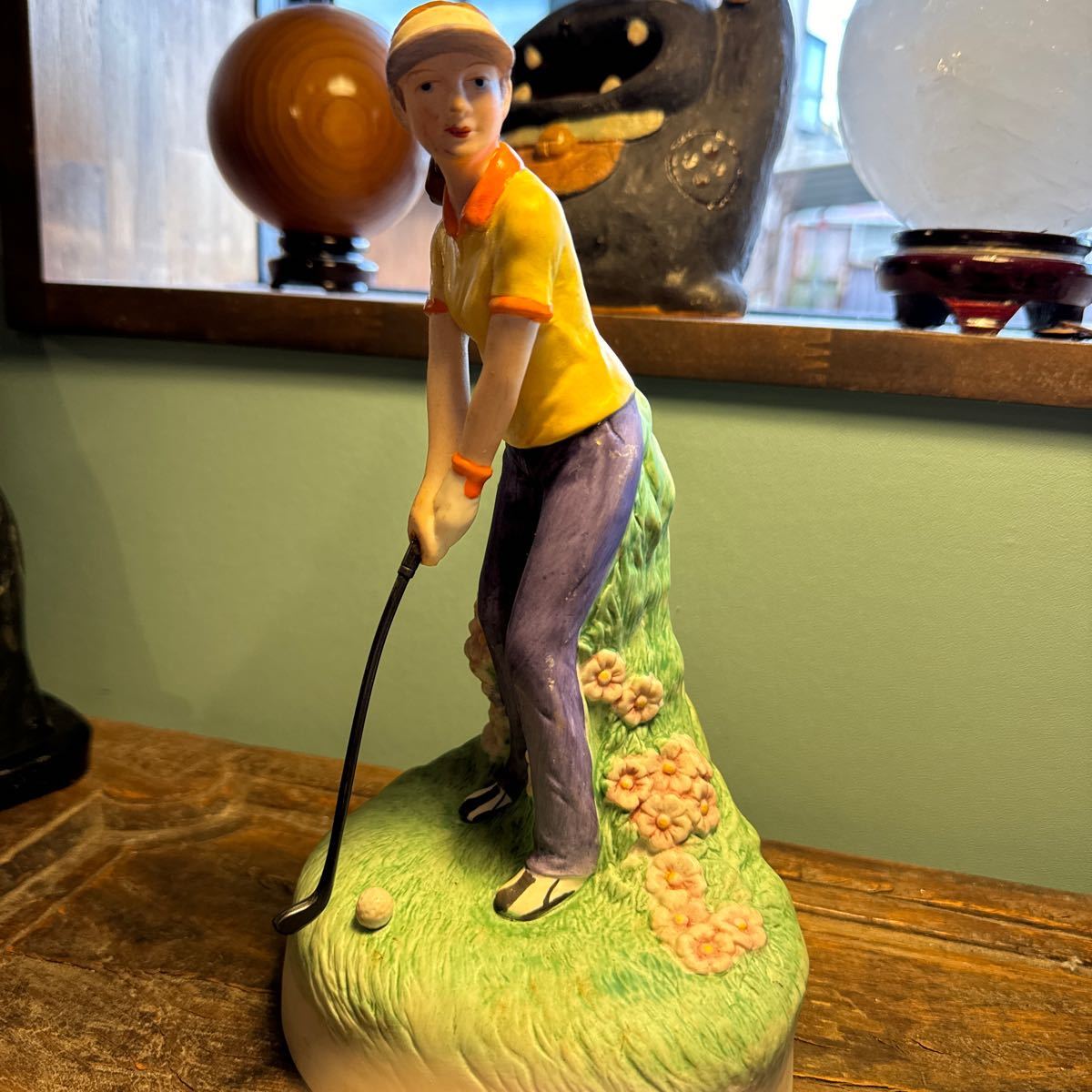 銅器製美術品 ゴルフ女性姿置物 レア品拍卖