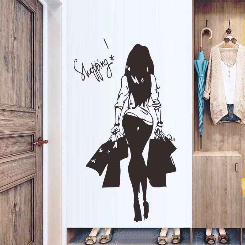 (NO.92)DIY剥がせる飾り 壁紙 ウォールステッカー 壁シート 模様替え壁飾り 雰囲気替え子供ルーム 綺麗な仕上がり ショッピングガール拍卖